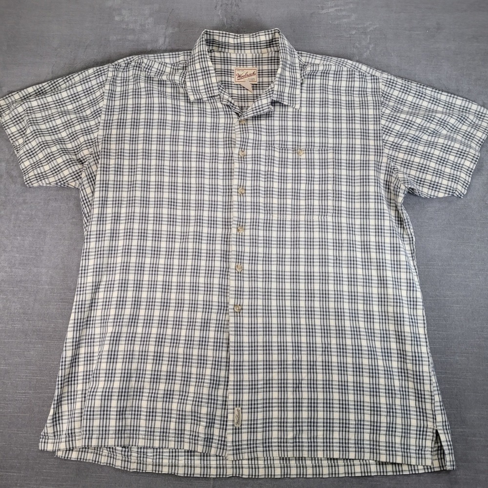 Woolrich Y2K 90's Mens 2X‎ Large Plaid Short Sleeve Button Up Shirt